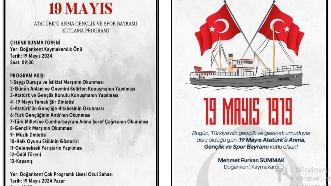 19 MAYIS ATATÜRK'Ü ANMA, GENÇLİK ve SPOR BAYRAMI COŞKUYLA KUTLANDI